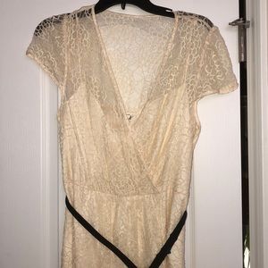 New Milly dress 10 cream ivory lace lined belted